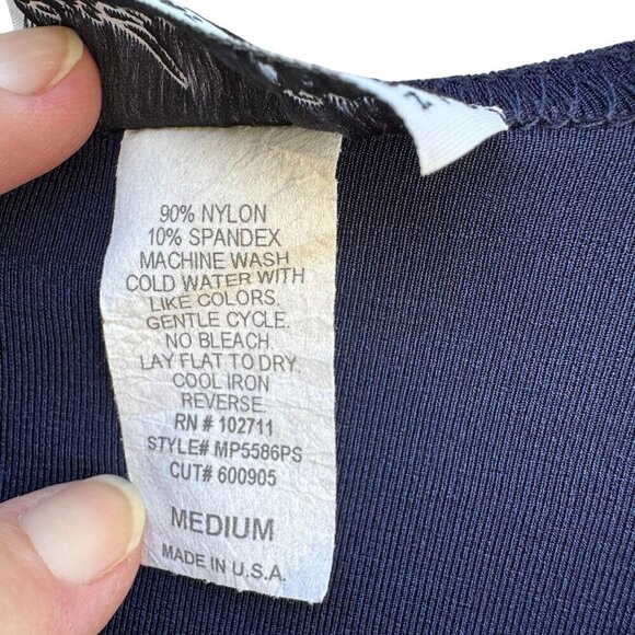 Carolyn Strauss Collection Womens Blue Patterned 3/4 Sleeve Stretch Tunic Top M - Picture 5 of 7